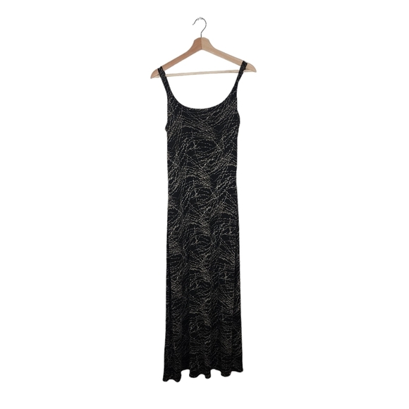 Banana Republic Sleeveless black gold Maxi Dress slim fit column Medium - Picture 1 of 11